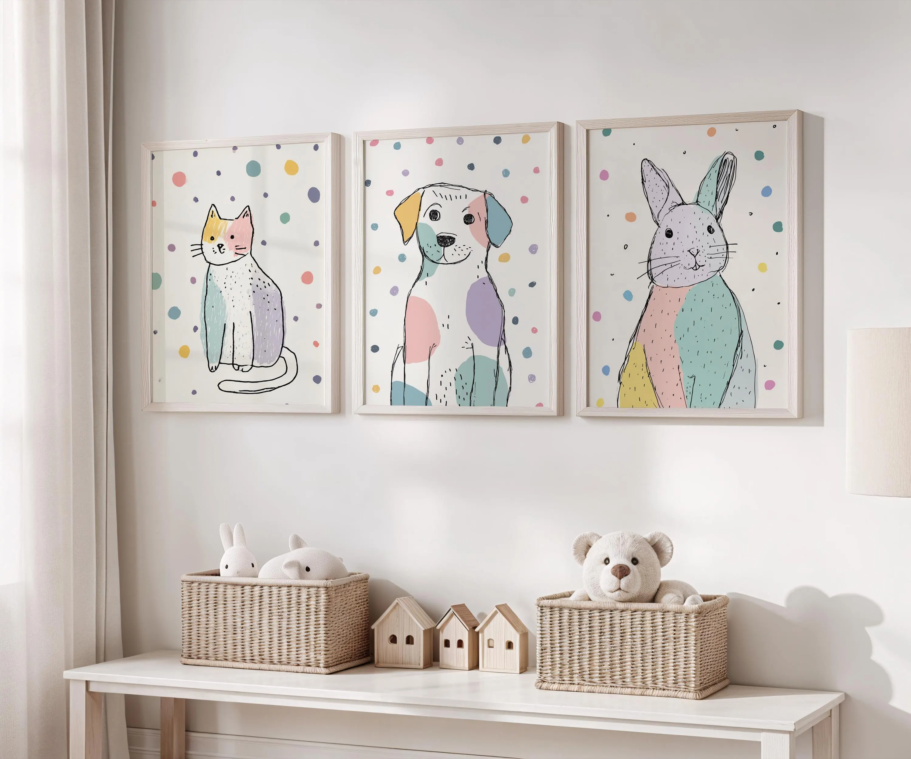 3pcs (No frame),3Pcs Pet Pals  - Baby Nursery Prints avis et prix