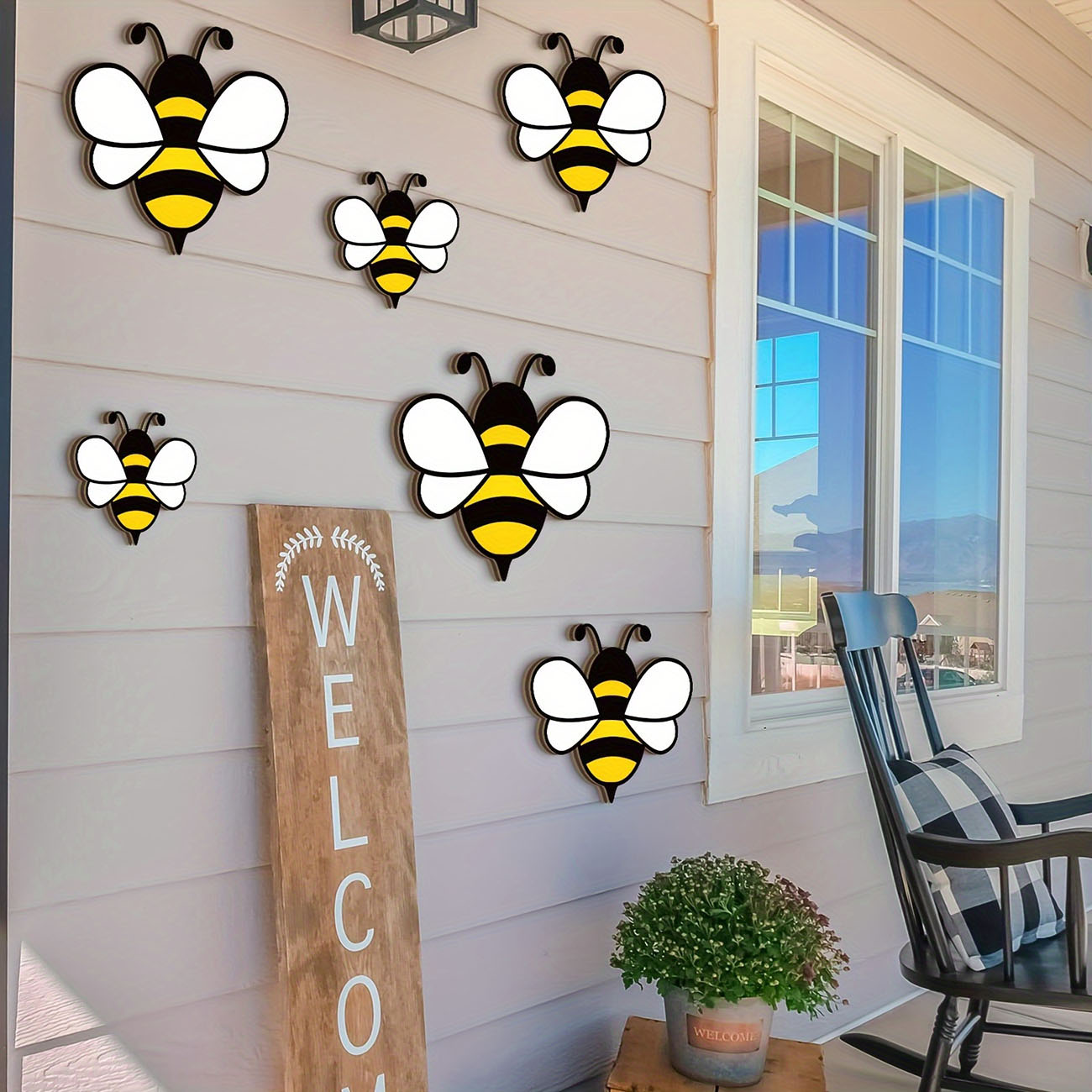 6Pcs Cute Bee Wooden Wall Stic - Baby Nursery Wall Decals avis et prix