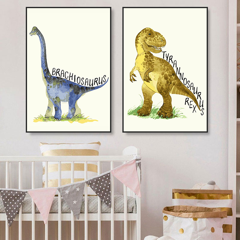Watercolor Dinosaur Poster Nur - Baby Nursery Animal Prints avis et prix