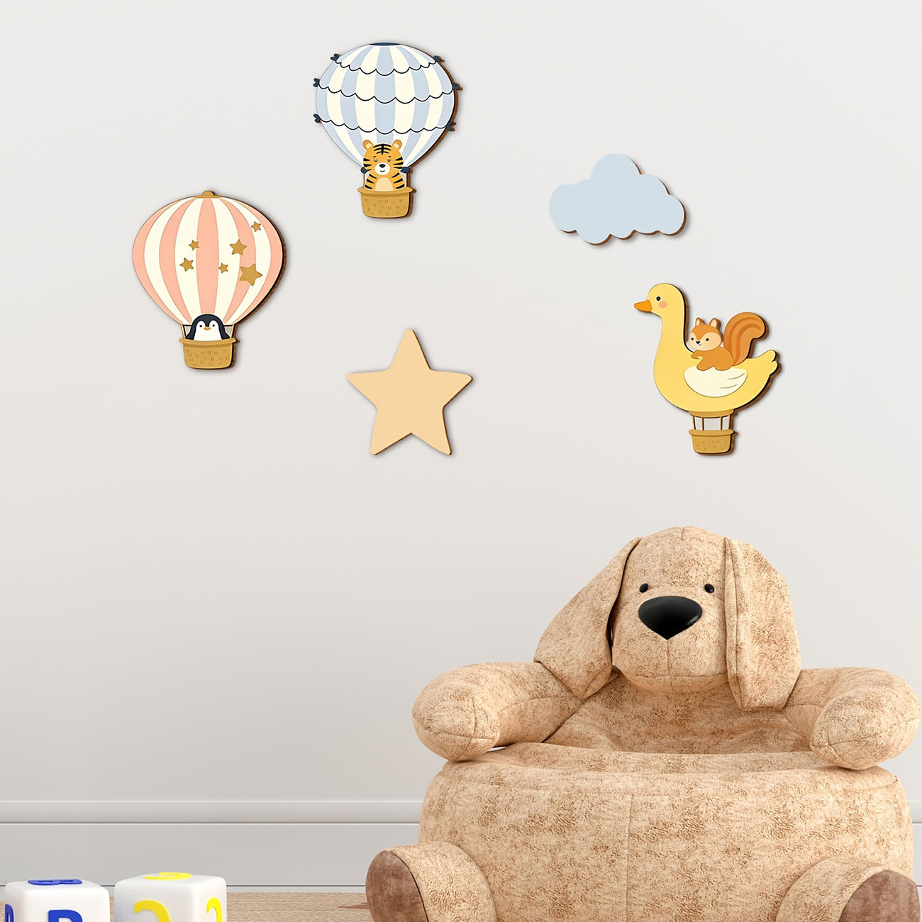 5Pcs Animal Hot Air Balloon Wo - Baby Nursery Wall Decals avis et prix