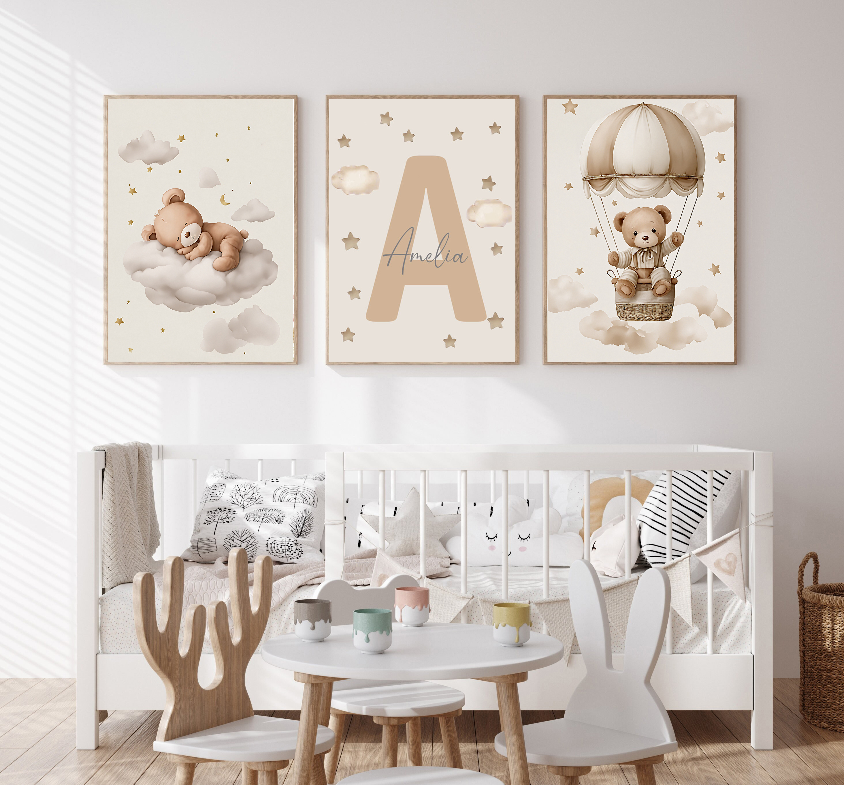 3pcs/set Bohemian Teddy Bear A - Baby Nursery Prints avis et prix