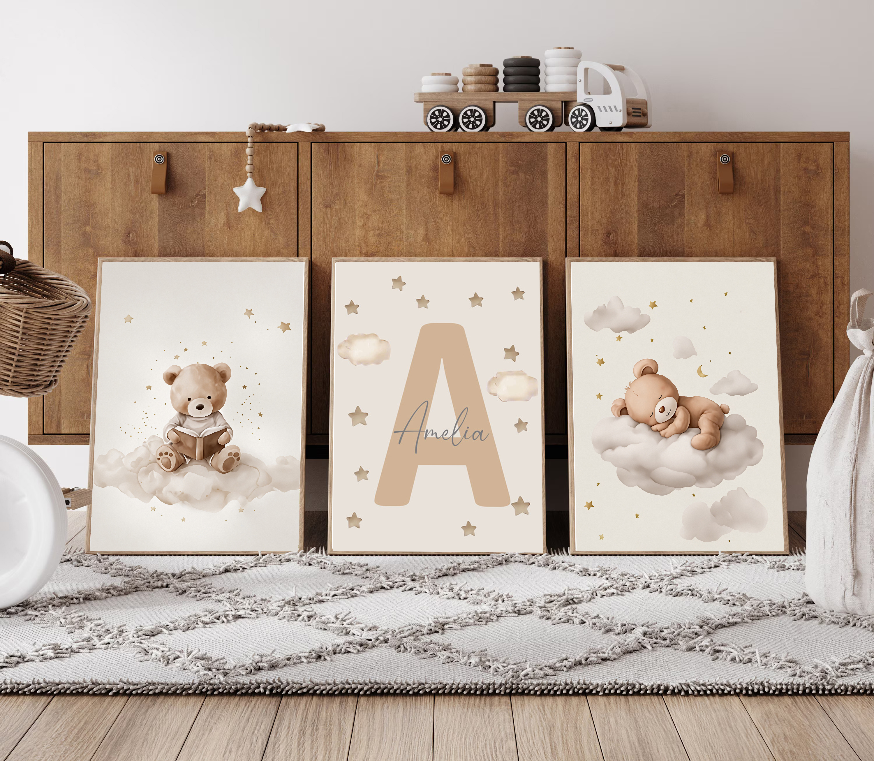 3pcs/set Bohemian Teddy Bear A - Baby Nursery Prints avis et prix