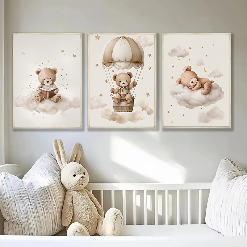 3pcs/set Bohemian Teddy Bear A - Baby Nursery Prints avis et prix