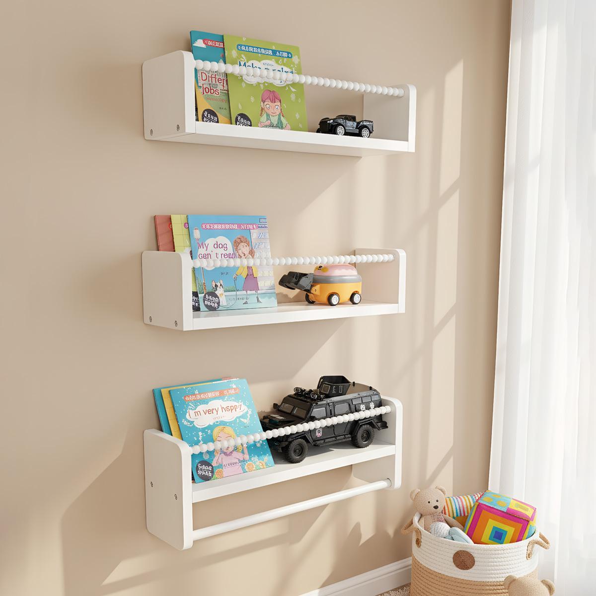 Wood Nursery Book Shelves, 15. - Baby Nursery Floating Shelves avis et prix