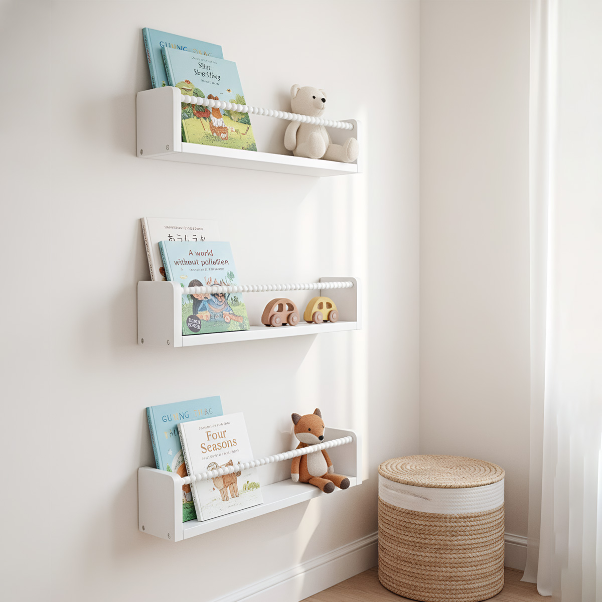 Wood Nursery Book Shelves, 15. - Baby Nursery Floating Shelves avis et prix