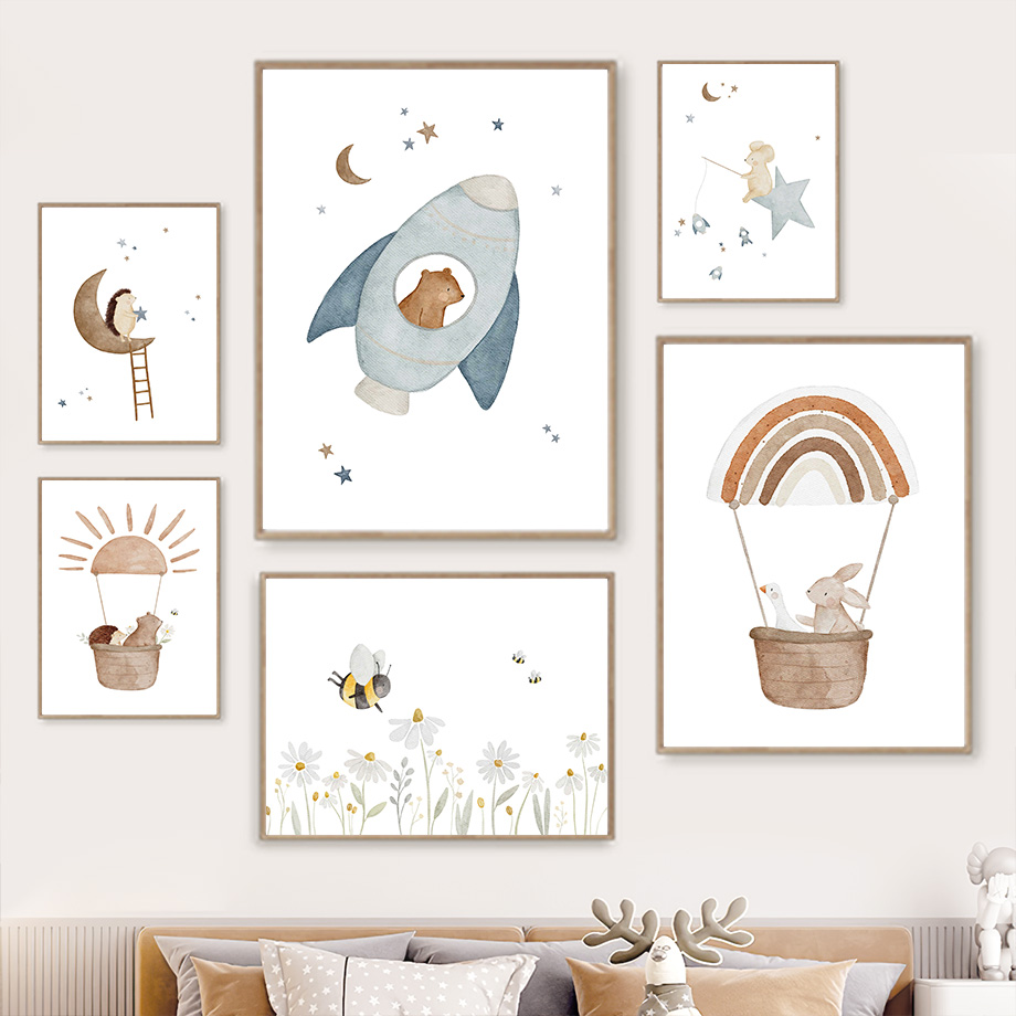 Cartoon Animals Nursery Wall A - Baby Nursery Animal Prints avis et prix